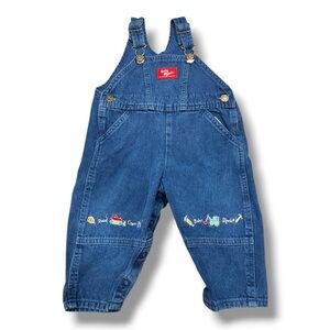 Vintage Oshkosh B’Gosh Vestbak Embroidered Road Crew Denim Overalls Rare